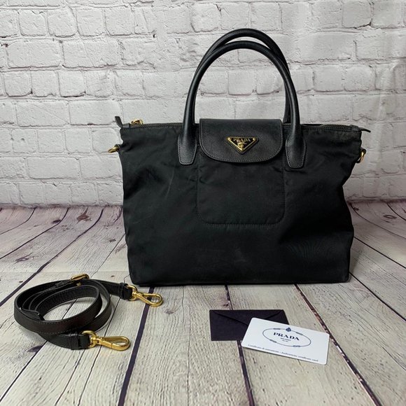 Prada Handbags - Prada Nylon Waterproof Tote With Cross Body Strap